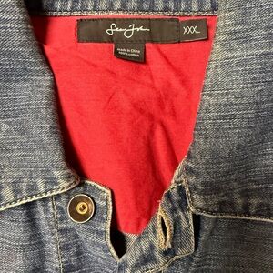 Sean John Blue Denim Jacket with Red Lining